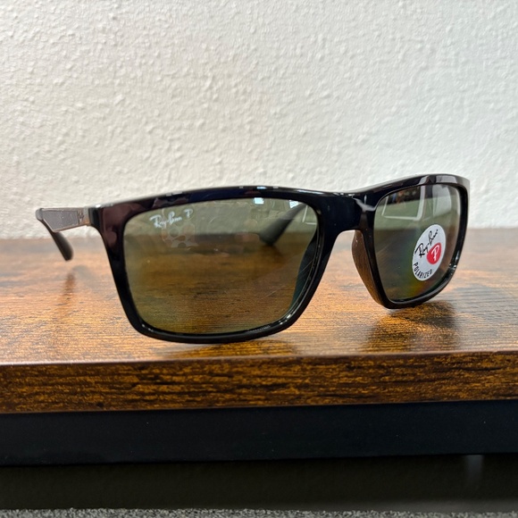 Ray-Ban polarized sunglasses (RB4228). Polished and matte black frame/green lens - Picture 2 of 7